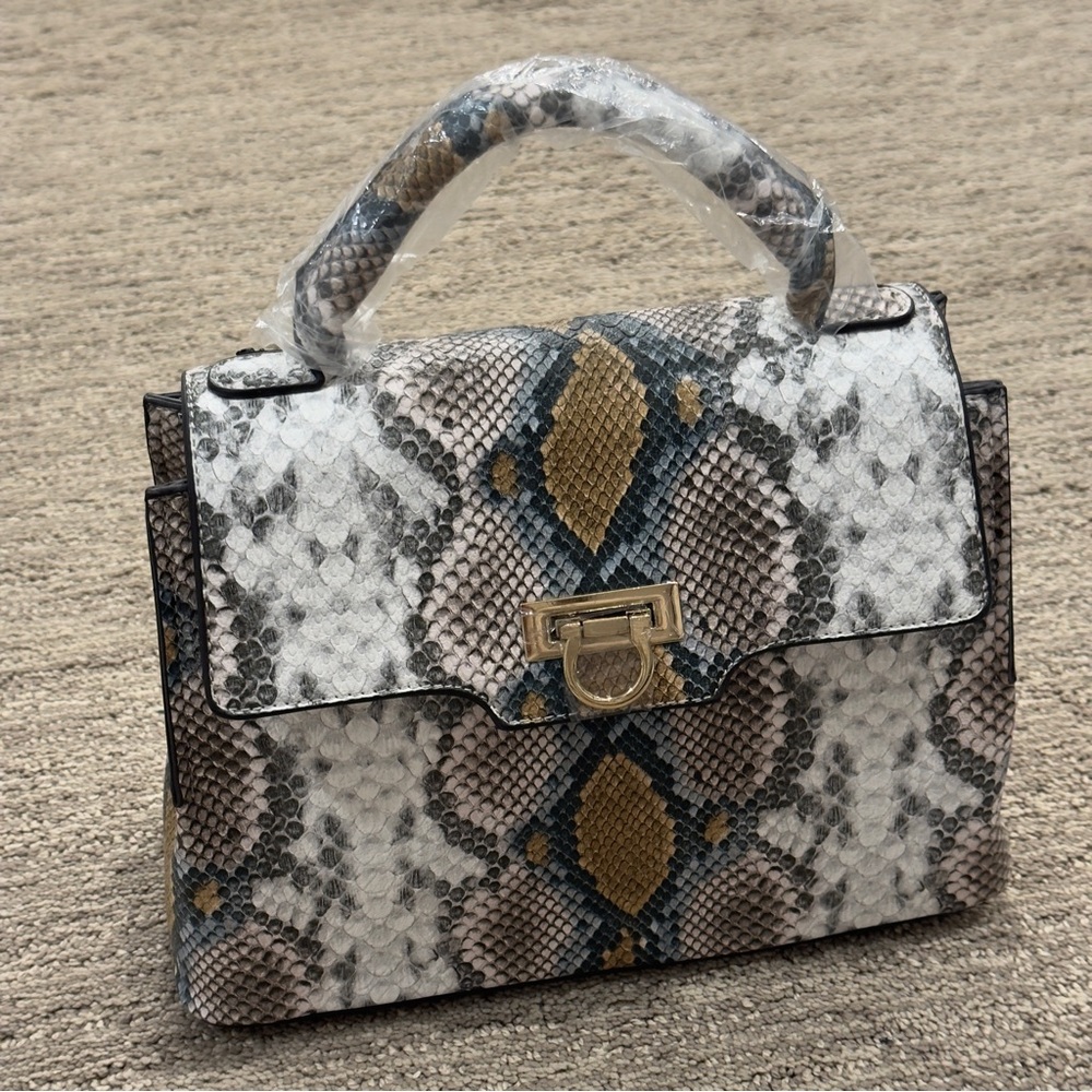 JustFab Ray Of Style Satchel Snake Multi Color